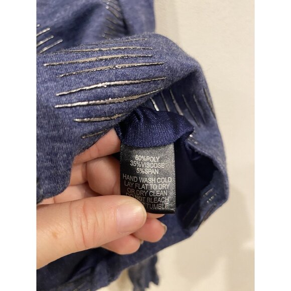 Alberto Makali Jacket Womens Medium Blue Metallic Moto Zipper Front Modern Chic - Picture 4 of 5